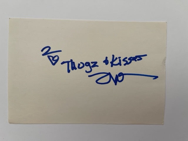 Tupac Shakur signed index card “Thugs & Kisses”